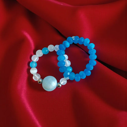 Flexi Modern Rings | Apatite Gemstones - For Women | Includes: Rings (Set of 2)