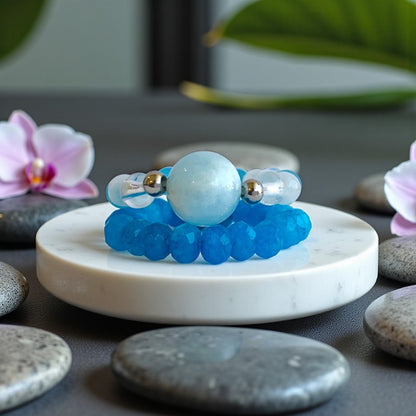 Flexi Modern Rings | Apatite Gemstones - For Women | Includes: Rings (Set of 2)