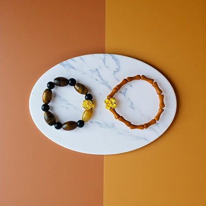 Flexi Modern Rings | Tiger & Obsidian Gemstones - For Women | Includes: Rings (Set of 2)