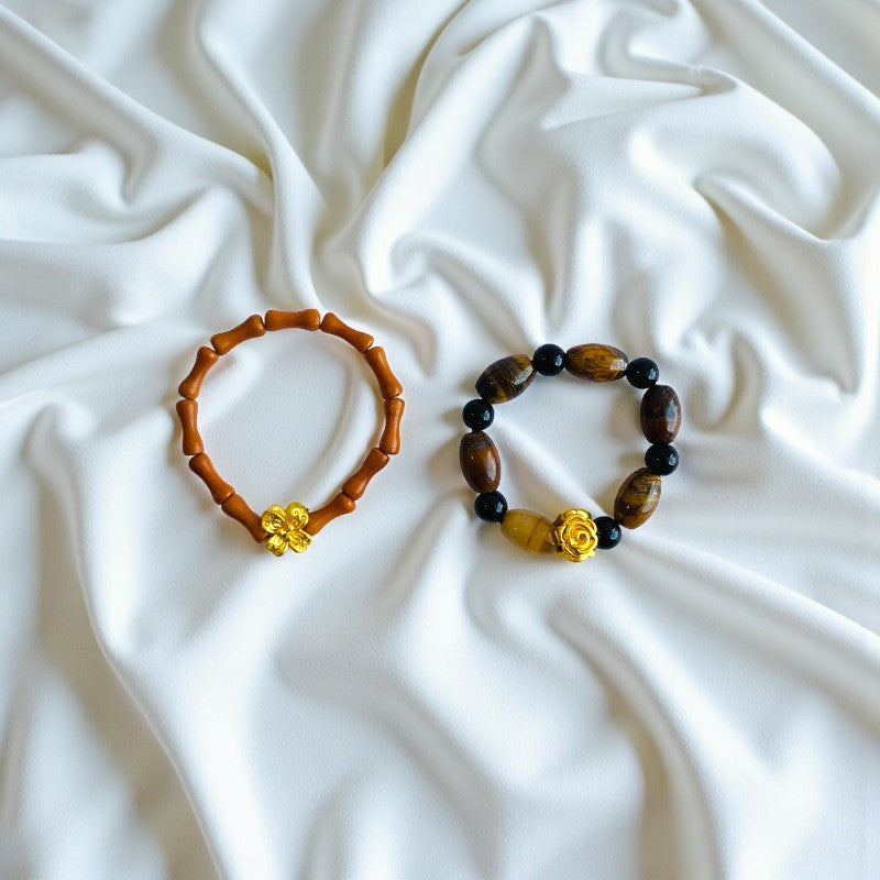 Flexi Modern Rings | Tiger & Obsidian Gemstones - For Women | Includes: Rings (Set of 2)