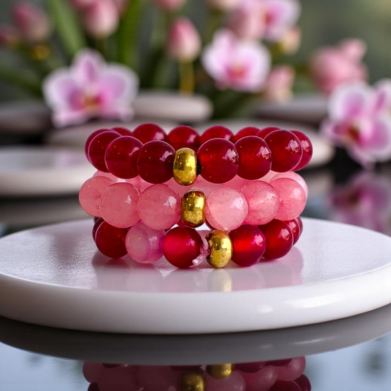 Flexi Modern Rings | Pink Rani Gemstones - For Women | Includes: Rings (Set of 3)