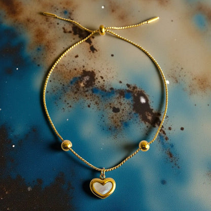 Shell Heart Dainty Bracelet | 18K PVD Gold Plated - For Women | Includes: Bracelet