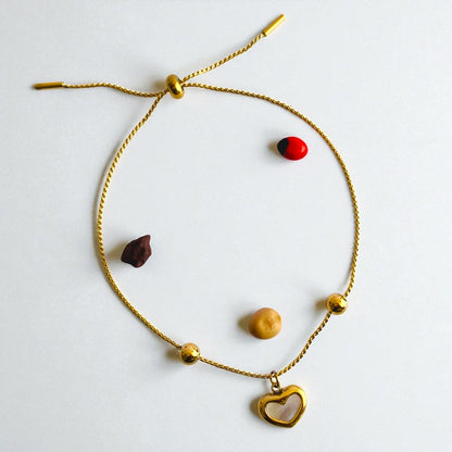 Shell Heart Dainty Bracelet | 18K PVD Gold Plated - For Women | Includes: Bracelet