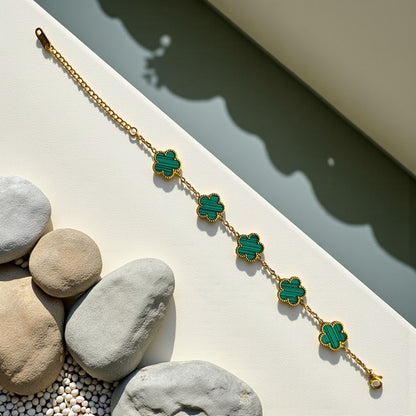Green Clover Dainty Bracelet | 18K PVD Gold Plated - For Women | Includes: Bracelet