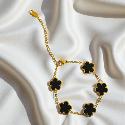 Black Clover Dainty Bracelet | 18K PVD Gold Plated - For Women | Includes: Bracelet