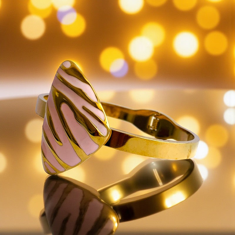 Pink Triangle Chunky Bracelet | 18K PVD Gold Plated - For Women | Includes: Bracelet