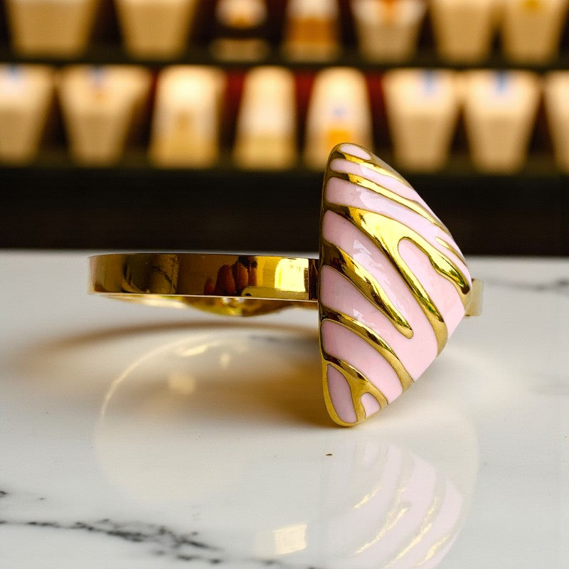 Pink Triangle Chunky Bracelet | 18K PVD Gold Plated - For Women | Includes: Bracelet