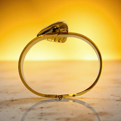 Blue Triangle Cuff Chunky Bracelet | 18K PVD Gold Plated - For Women | Includes: Bracelet