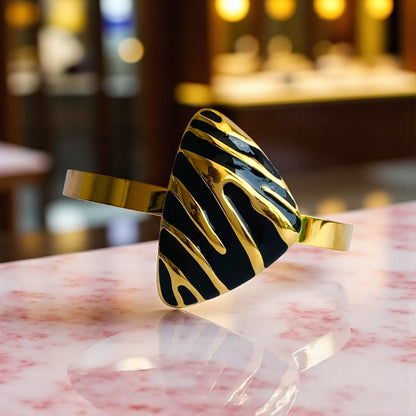 Black Triangle Chunky Cuff Bracelet | 18K PVD Gold Plated - For Women | Includes: Bracelet