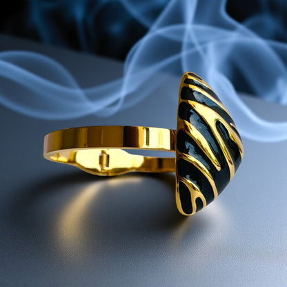 Black Triangle Chunky Cuff Bracelet | 18K PVD Gold Plated - For Women | Includes: Bracelet