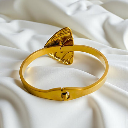 Black Triangle Chunky Cuff Bracelet | 18K PVD Gold Plated - For Women | Includes: Bracelet