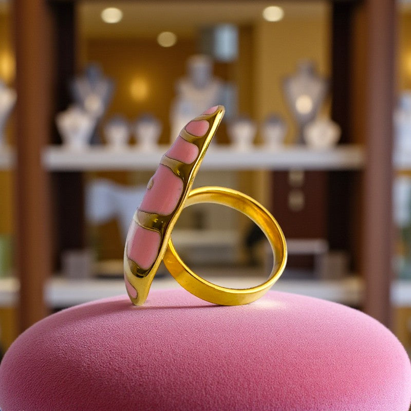 Pink Triangle Chunky Ring| 18K PVD Gold Plated - For Women | Includes: Ring