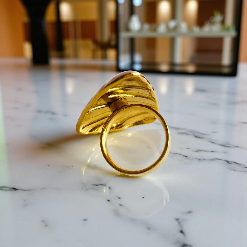 Pink Triangle Chunky Ring| 18K PVD Gold Plated - For Women | Includes: Ring