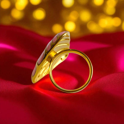 Pink Triangle Chunky Ring| 18K PVD Gold Plated - For Women | Includes: Ring