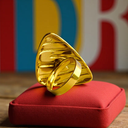 Black Triangle Chunky Ring| 18K PVD Gold Plated - For Women | Includes: Ring