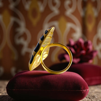 Black Triangle Chunky Ring| 18K PVD Gold Plated - For Women | Includes: Ring