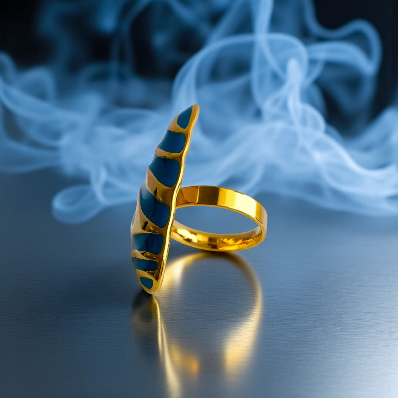 Blue Triangle Chunky Ring| 18K PVD Gold Plated - For Women | Includes: Ring