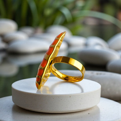 Orange Triangle Chunky Ring| 18K PVD Gold Plated - For Women | Includes: Ring