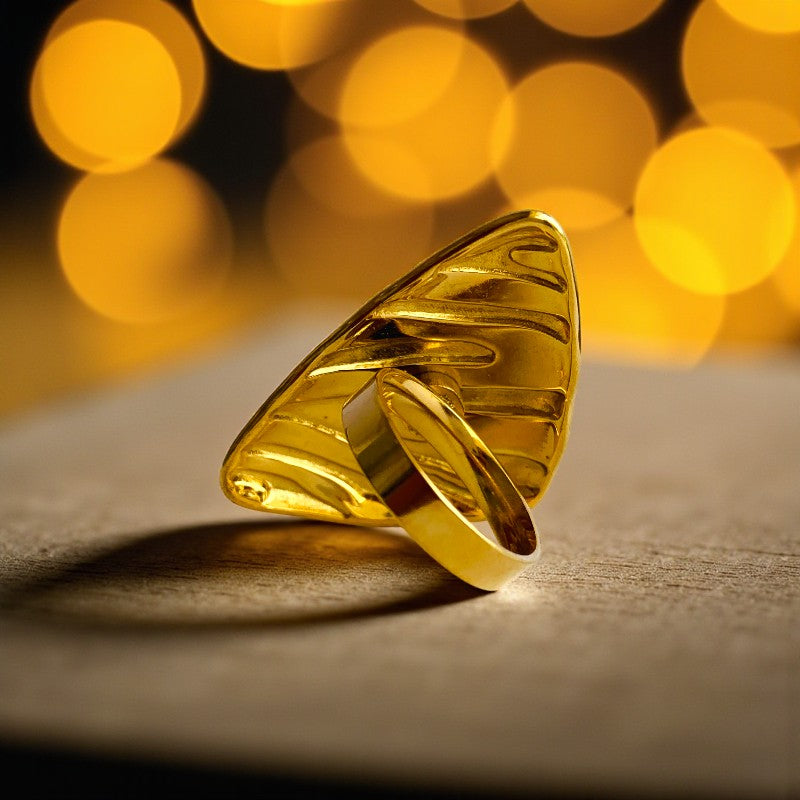 Orange Triangle Chunky Ring| 18K PVD Gold Plated - For Women | Includes: Ring