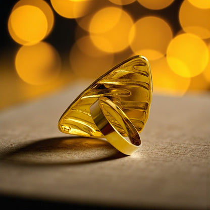 Orange Triangle Chunky Ring| 18K PVD Gold Plated - For Women | Includes: Ring