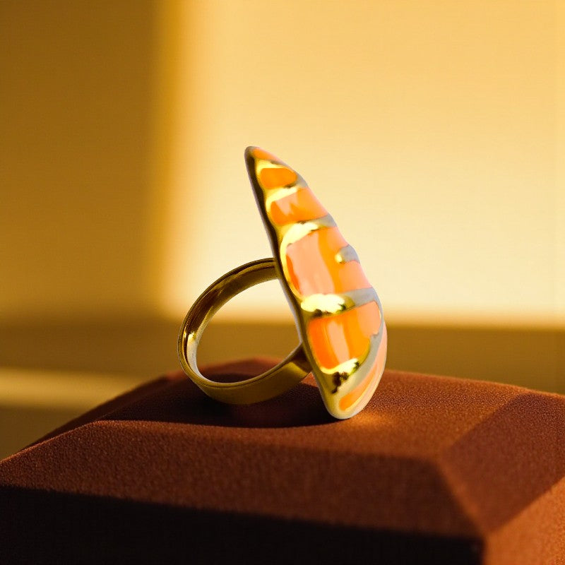 Orange Triangle Chunky Ring| 18K PVD Gold Plated - For Women | Includes: Ring