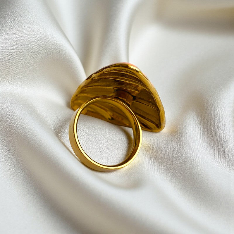 Orange Triangle Chunky Ring| 18K PVD Gold Plated - For Women | Includes: Ring
