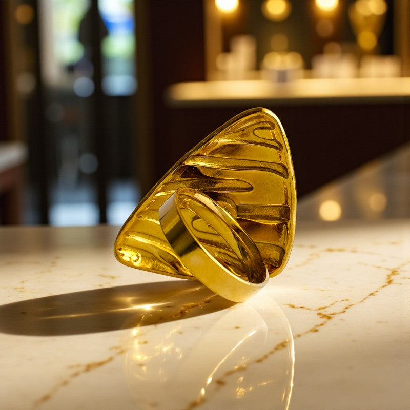 Orange Triangle Chunky Ring| 18K PVD Gold Plated - For Women | Includes: Ring