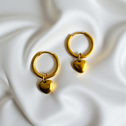 Love Heart Earring | 18K PVD Gold Plated - For Women | Includes: Earring
