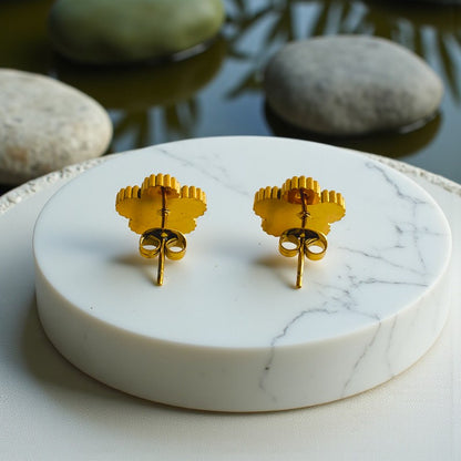 Green Clover Dainty Earring | 18K PVD Gold Plated - For Women | Includes: Earring