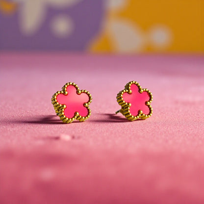 Red Clover Dainty Earring | 18K PVD Gold Plated - For Women | Includes: Earring