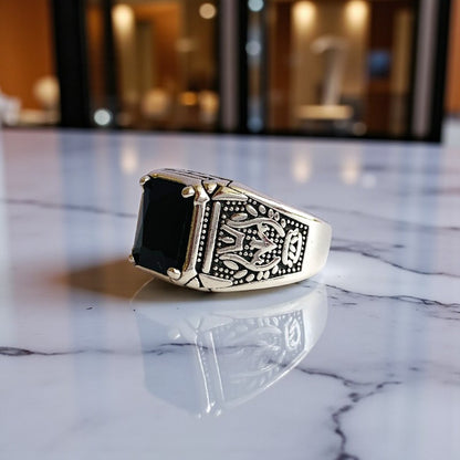 Mystic Strength Ring | Black Zircon - For Men | Includes: Ring