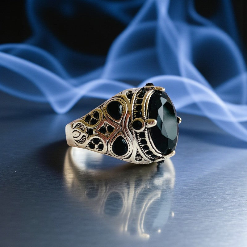 Esoteric Courage Ring | Black Zircon - For Men | Includes: Ring