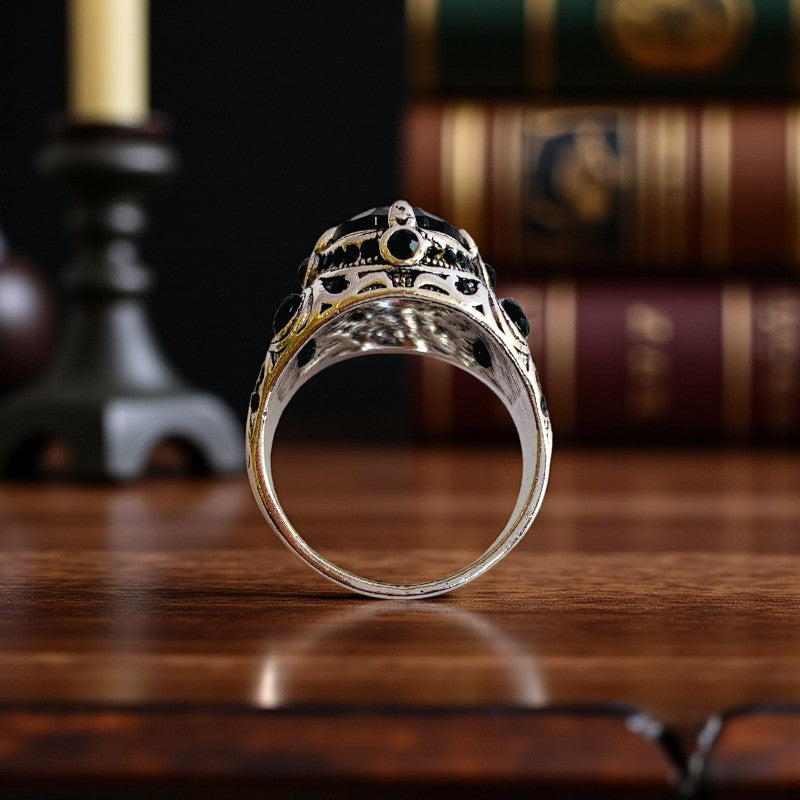 Esoteric Courage Ring | Black Zircon - For Men | Includes: Ring