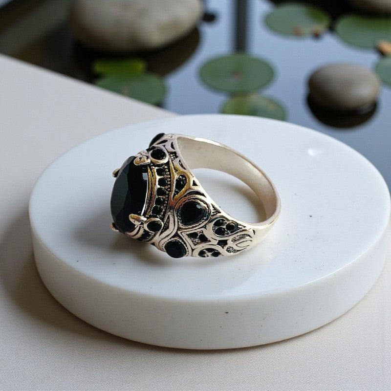 Esoteric Courage Ring | Black Zircon - For Men | Includes: Ring