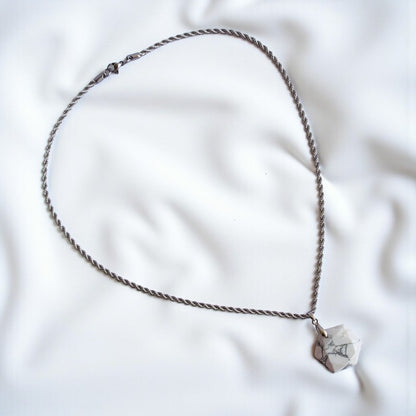 Howlite Hexagon Men's Necklace | Howlite Stone - For Men| Includes: Necklace