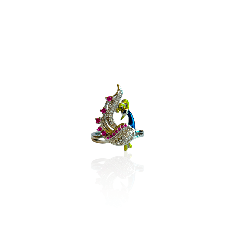 Peacock Grace Ring | 925 Silver & Zircon - For Women | Includes: Ring