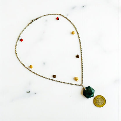 Indioan Agate Hexagon Men's Necklace | Indian Agate Stone - For Men| Includes: Necklace