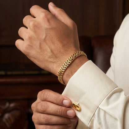 Modern Weaved Flexi Golden 6MM Steel Bracelet | 18K PVD Gold Plated- For Men | Includes: Bracelet