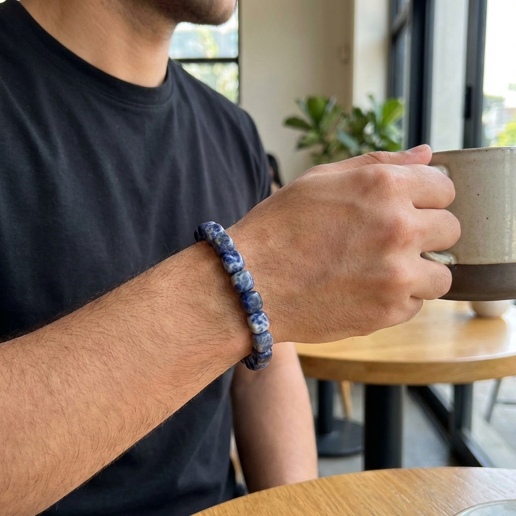 Inner Peace & Communication Tumble Bracelet | Sodalite Stone - For Men | Includes: Bracelet