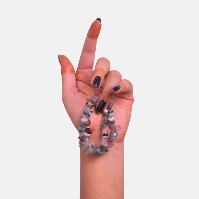 Sacred Roots Dual Layer Bracelet | Indian Agate Chips – For Women | Includes: Bracelet