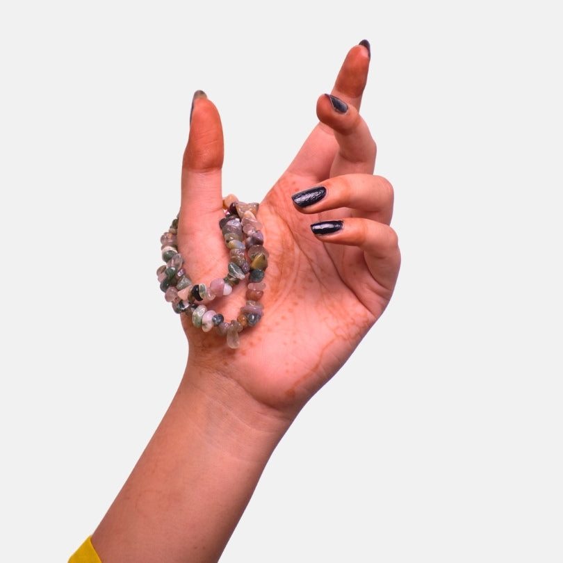 Sacred Roots Dual Layer Bracelet | Indian Agate Chips – For Women | Includes: Bracelet