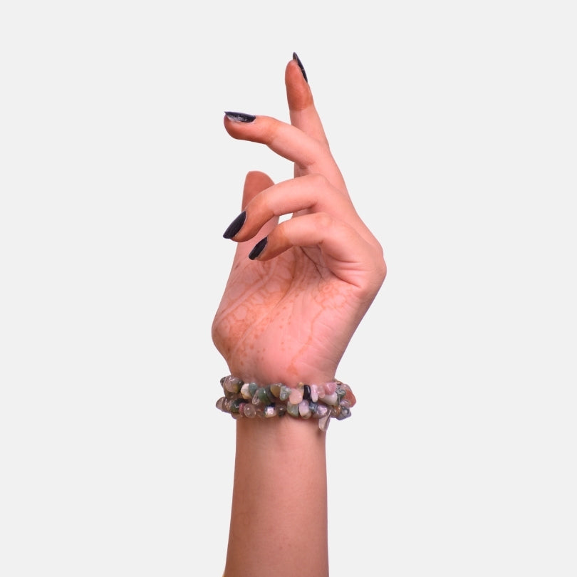 Sacred Roots Dual Layer Bracelet | Indian Agate Chips – For Women | Includes: Bracelet