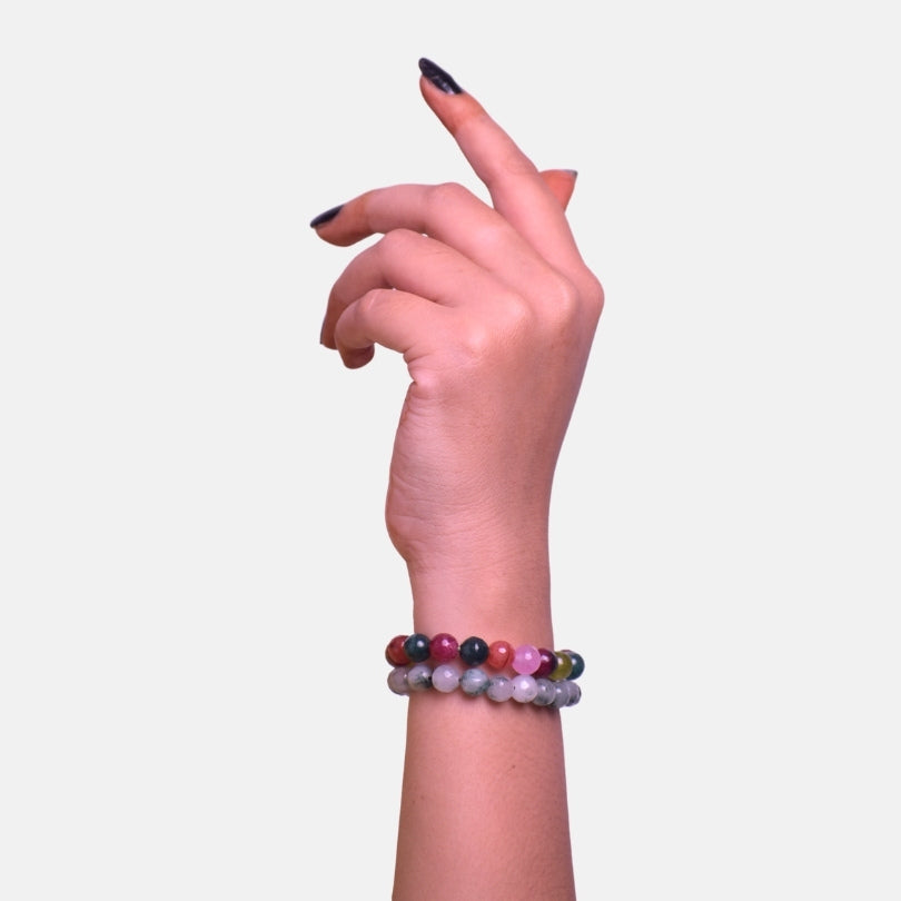 Ethereal Earth duo | Indian & Green Agate Stones – For Women | Includes: Bracelet (Set of 2)