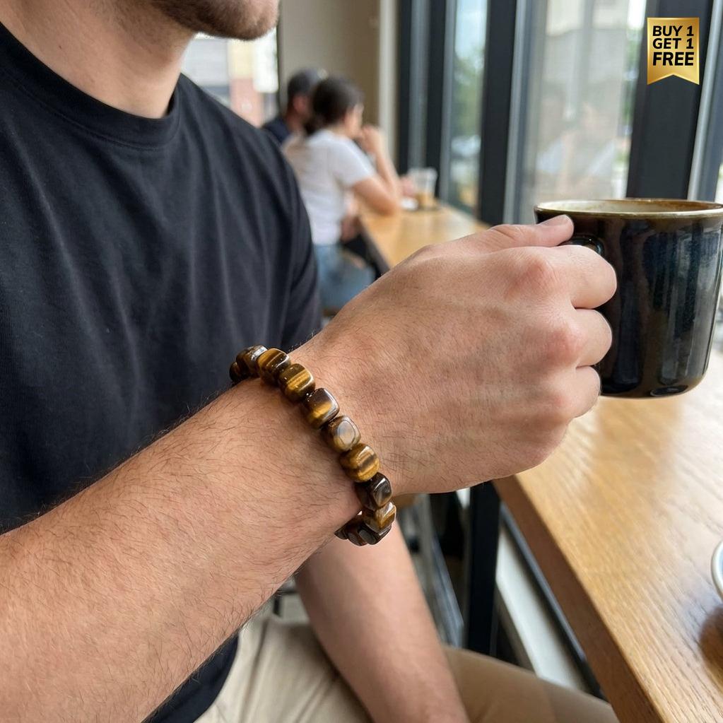 Courage & Protection Tumble Bracelet | Tiger Eye Stone - For Men | Includes: Bracelet