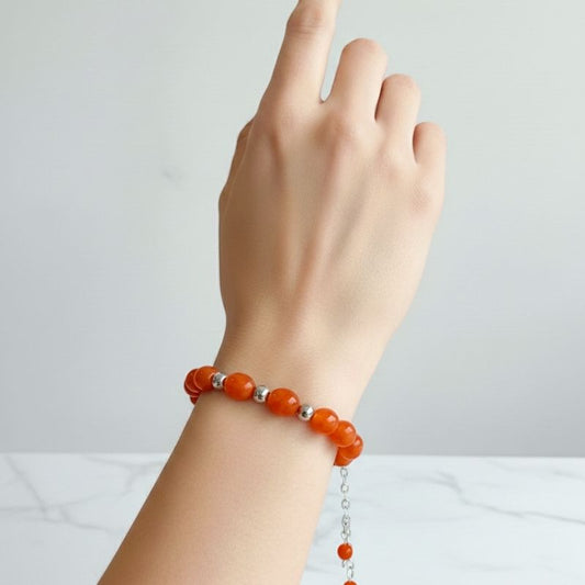 Jade Phoenix Silver Bracelet | Orange Jade & 925 Silver – For Women | Includes: Bracelet
