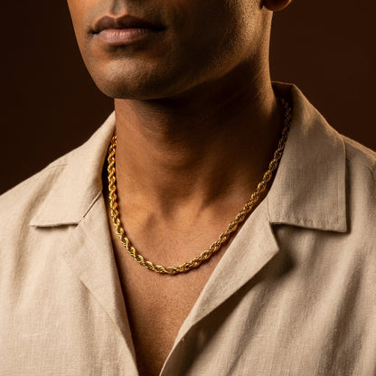 Golden Rope Bold Steel Chain (6mm) | 18K PVD Gold Plated- For Men| Includes: Necklace