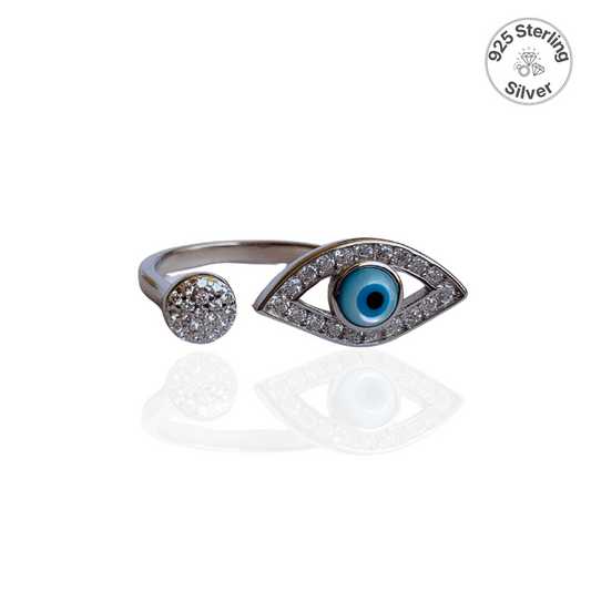 Protective Evil Eye Ring | 925 Silver & Zircon - For Women | Includes: Ring