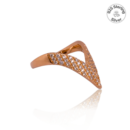 Rosy Spike Ring | 925 Silver, Rose Gold Plating & Zircon - For Women | Includes: Ring