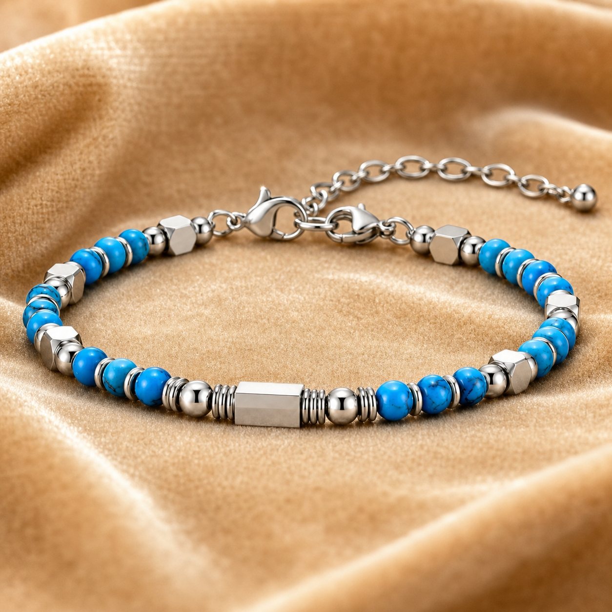 Ultra Rich Turquoise Stone Flexi Bracelet | TITANIUM Steel- For Men | Includes: Bracelet