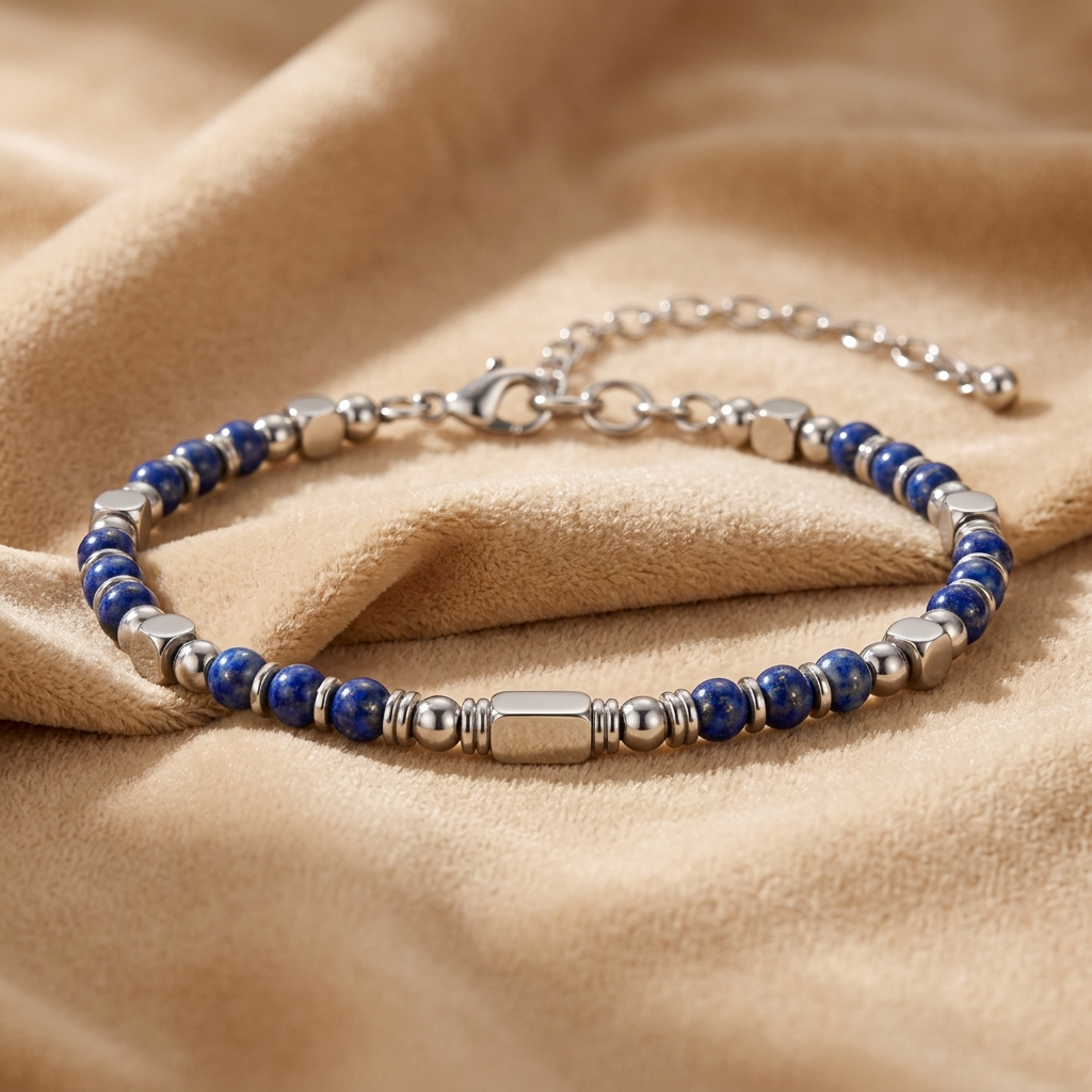 Ultra Rich Lapis Lazuli Stone Flexi Bracelet | TITANIUM Steel- For Men | Includes: Bracelet